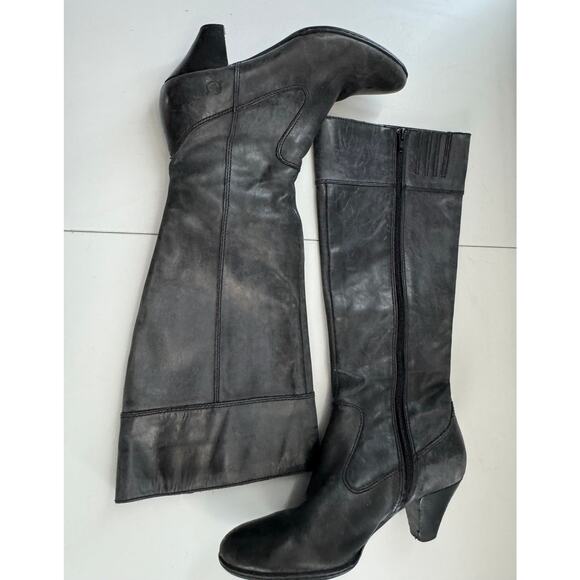 Vintage Y2K Born Black Soft Leather Zip Heeled Riding Boots Womens Sz 7.5 - Picture 4 of 12